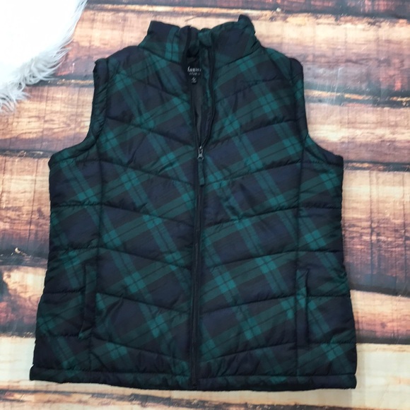 Sale Mens Green Blue Plaid Puffer Vest 
